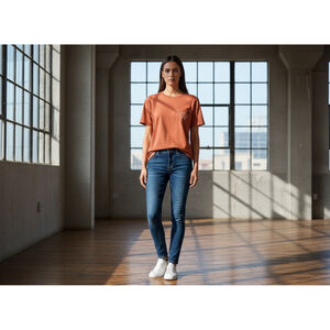 Women's Ivory Ella Rust Short Sleeve Elephant Graphic Tee M